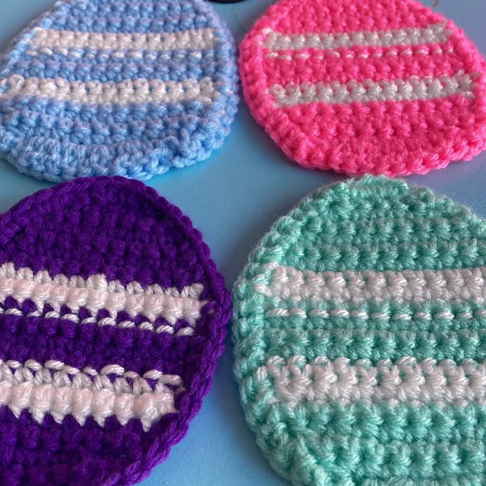 Hand crochet egg coasters